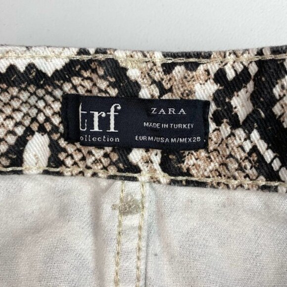 ZARA Snake Print Denim Mini Skirt Sz  Medium Asymmetrical Hem - Picture 7 of 8